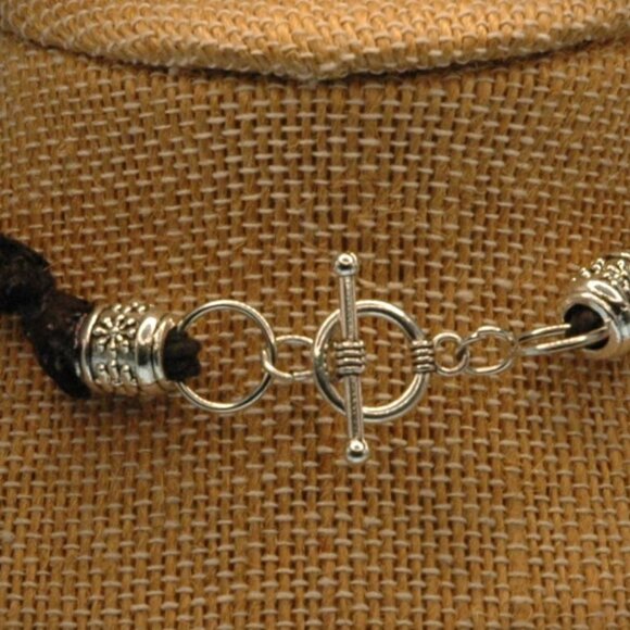 Teardrop Rainbow Colored Faceted Teardrop on a Handmade 23 1/2" Black Hemp Chain - Picture 6 of 6